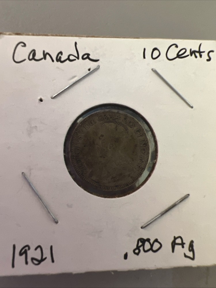 1921 Canada 10 Cents Silver Foreign Coin