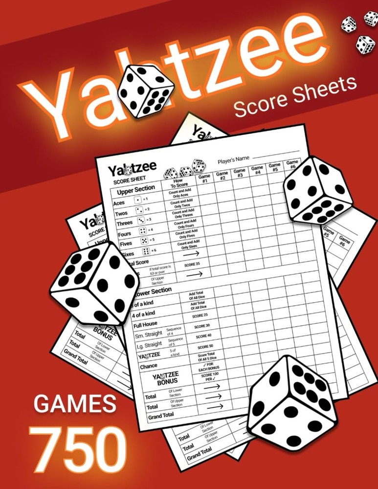 Yatzee Score Pads: Large Print Sheets for Scorekeeping (Score Book)