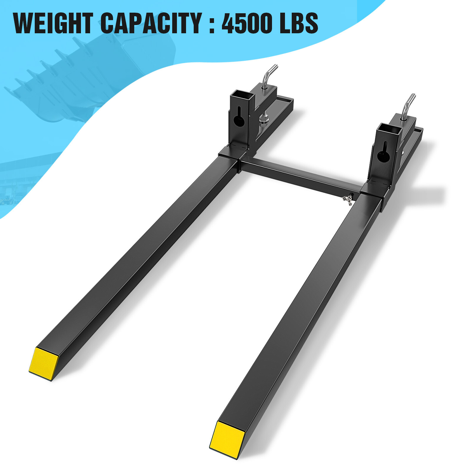 60" Clamp on Pallet Forks 4500lbs for Loader Bucket Tractor with Adjustable Bar