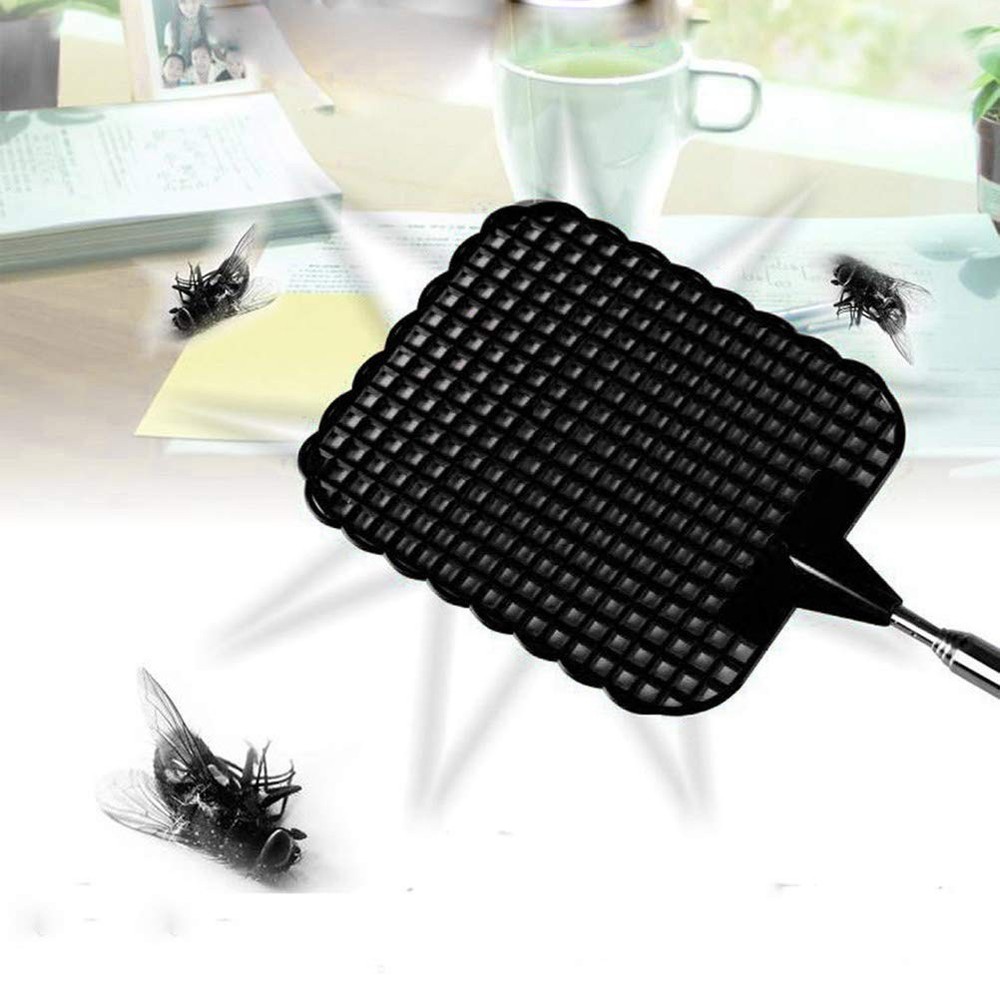 Telescopic Fly Swatter, 4 PCS Plastic Extendable Black