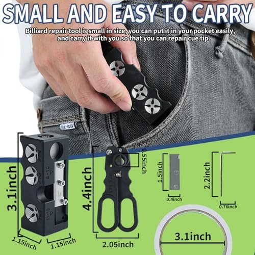 Pool Cue Tip Shaper, 10-in-1 Pool Cue Tips Replacement Kit, Pool Cue Tips