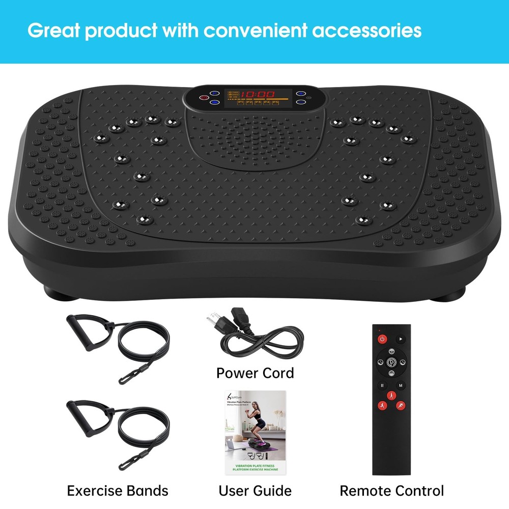 SoftGym Vibration Plate Exercise Machine for Lymphatic Drainage,Power Black