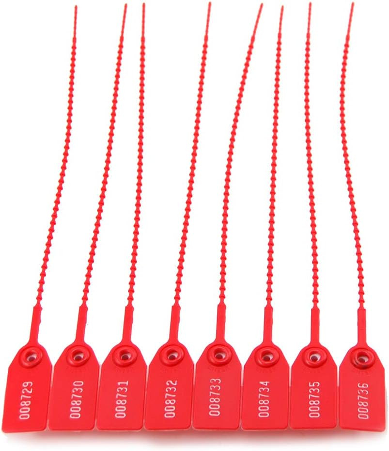 100 Plastic Tamper Seals, Numbered Zip Ties for Fire Extinguisher Pull Tite Secu