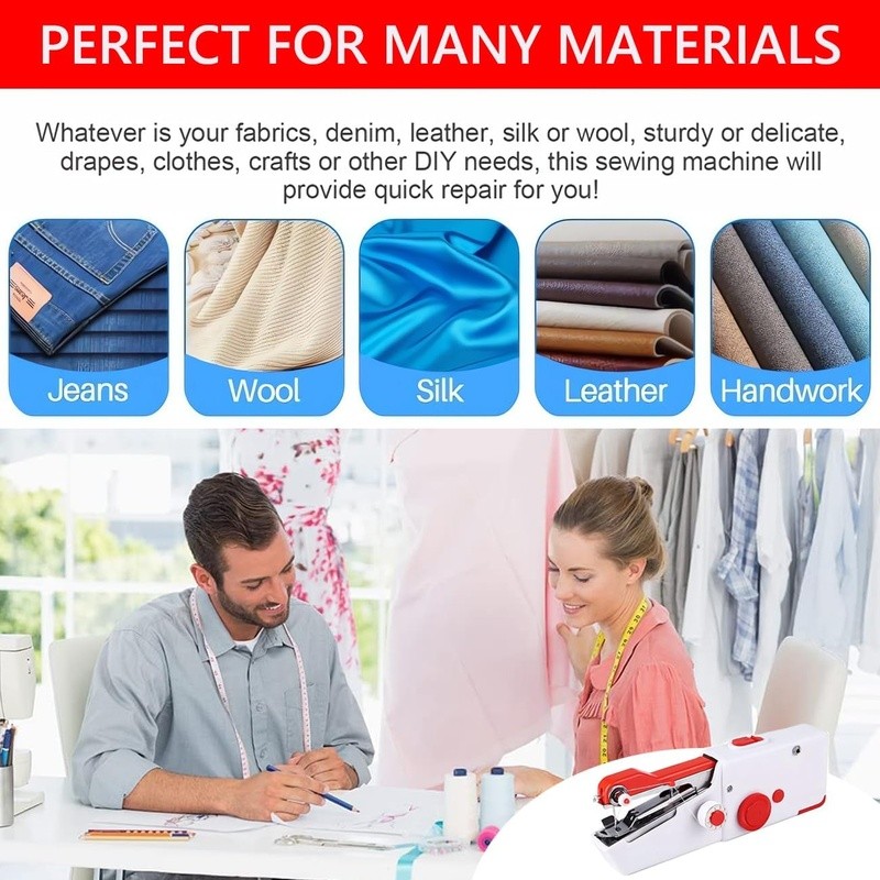 Portable Handheld Sewing Machine Mini Easy Use Beginners All Fabric DIY Projects
