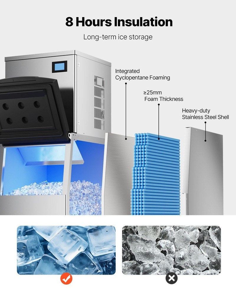 Efficient 250lb Ice Storage Bin with Fast Drain Design Feature
