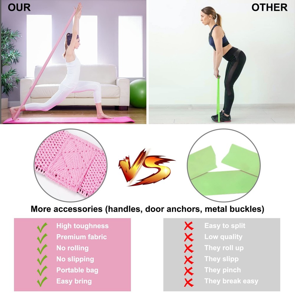 CORTNOE Pull Up Assistance Bands - Pink+Purple+Gray+Black