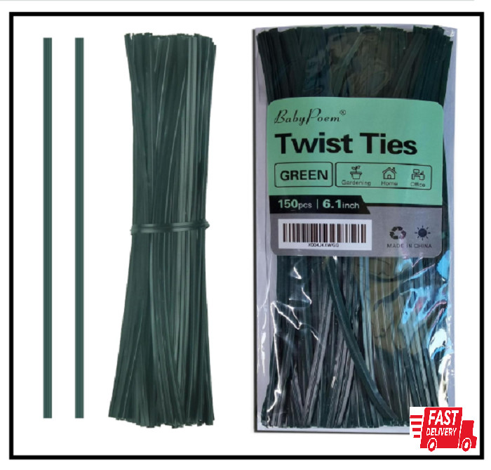 Twist Ties 150 PCS 6.1 Inches Bread Ties Green Reusable for Bags for Gard