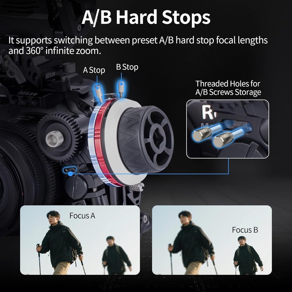 Follow Focus System with Adjustable Angle, 15mm Compatibility and Compact Size