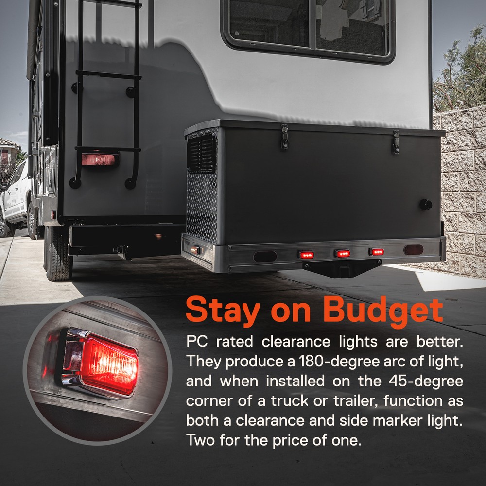 2.5" Red LED Trailer Side Marker Light Chrome Bezel DOT FMVSS 108 SAE P2PC