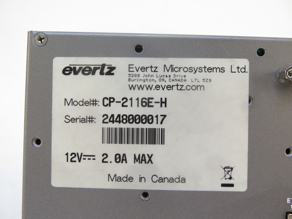 Evertz CP-2116E-H Advanced System Control Panel Touchscreen LCD & 16 LCD Buttons