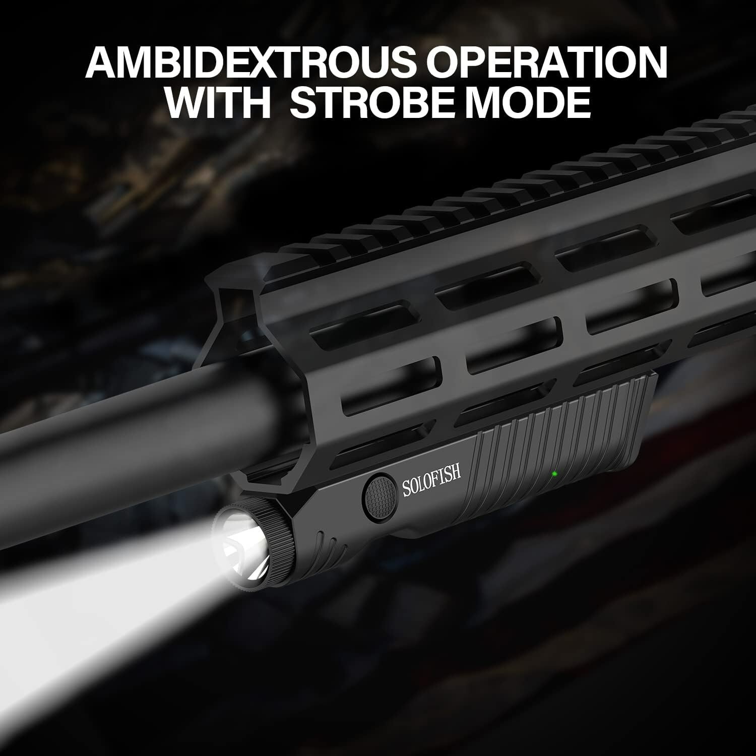 Solofish 1450 Lumens Flashlight Strobe Light M-Lok Rail Magnetic Rechargeable