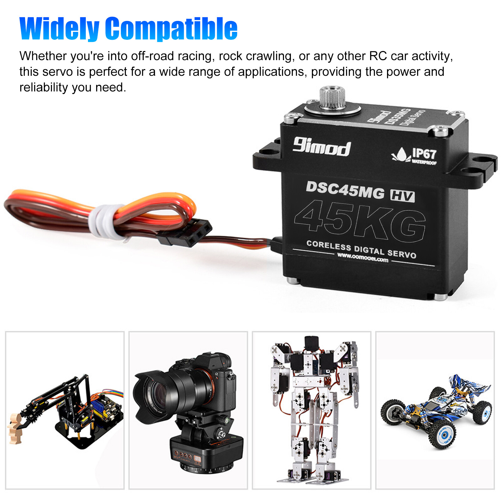 45KG Waterproof Digital Servo DSC45MG Metal Gear High Torque for 1/10 RC Crawler