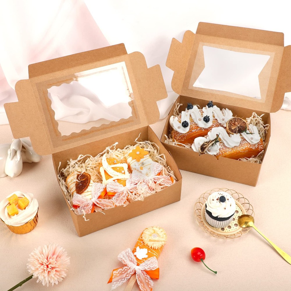 32Pcs Cookie Boxes, 8X6X2.5 Bakery Boxes with Window 3 Styles, for Chocolate ...