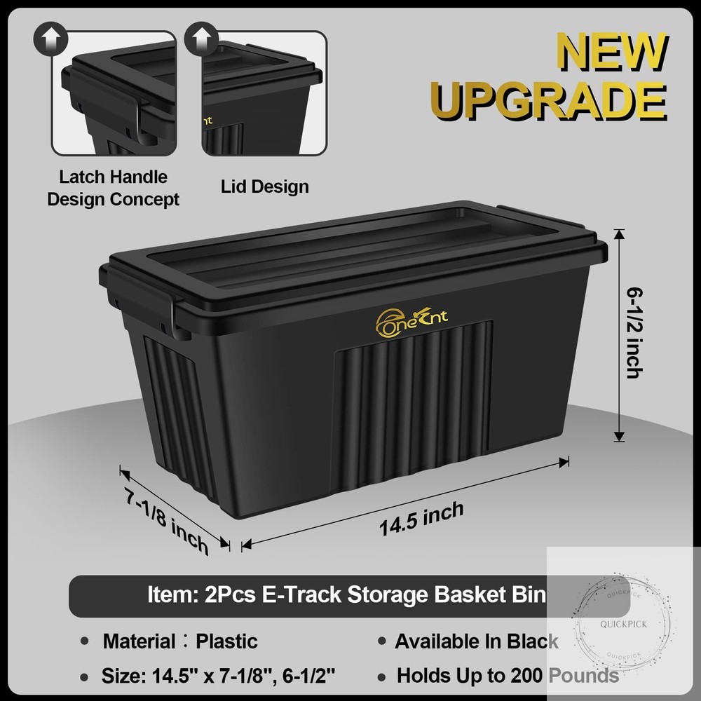 2 Pack E-Track Basket Storage Bin for E Track Accessories for Enclosed Trailer-