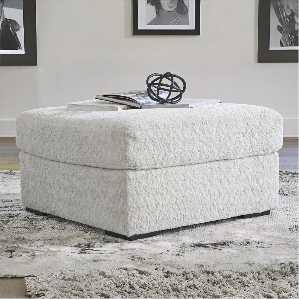 Cuddlesome White Oversized Square Accent Ottoman by
