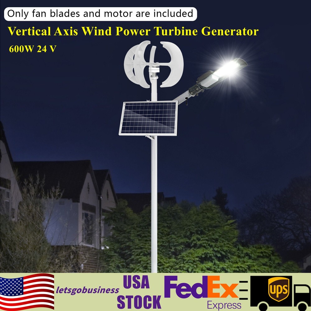 600W 24V Vertical Axis Wind Power Turbine Generator Controller Home Windmill