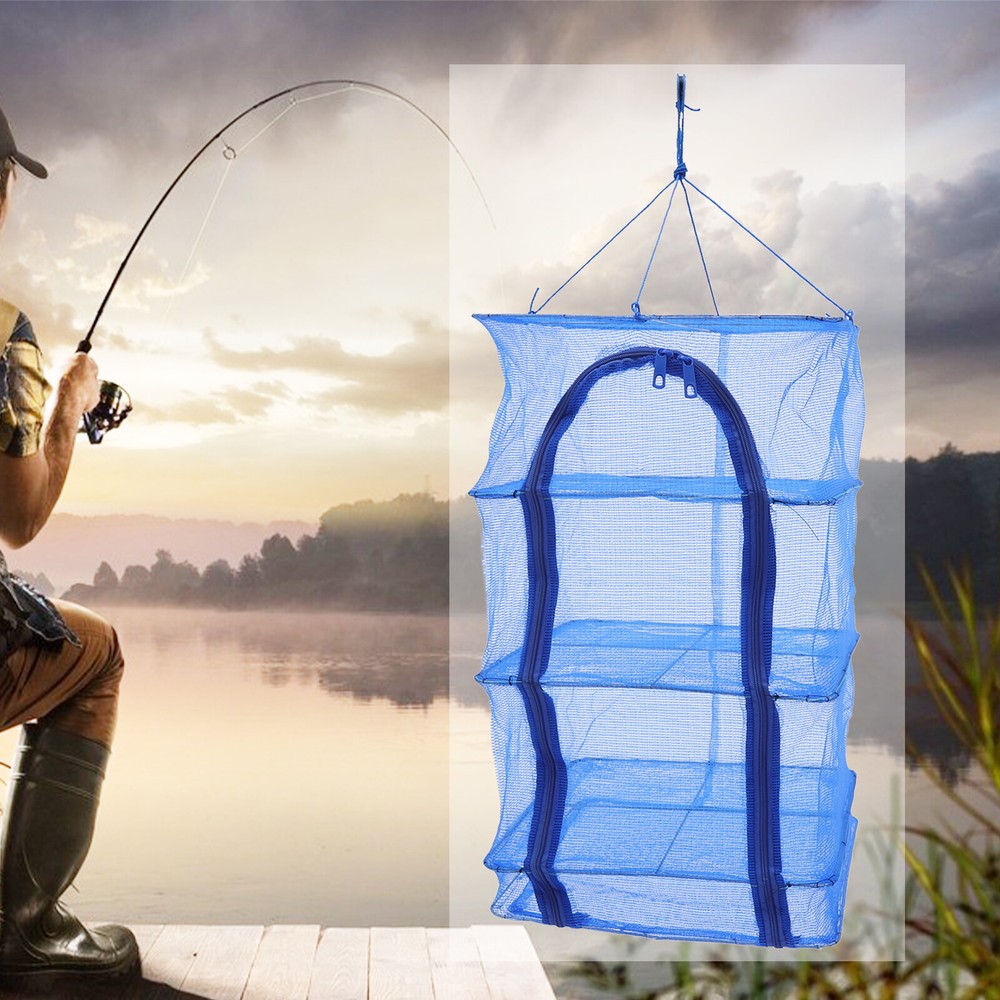 4-Layer Hanging Herb Mesh Net Rack Foldable Drying Net Outdoor Rack Collapsible