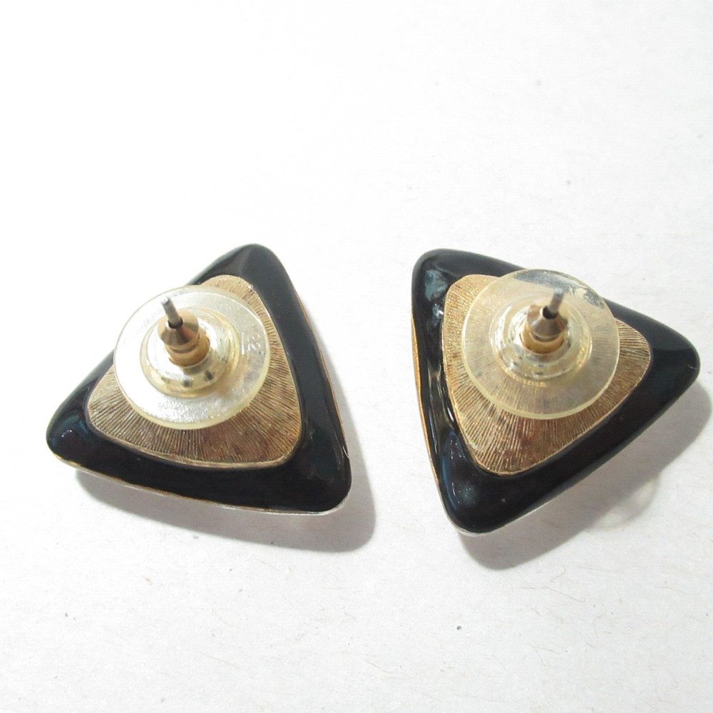 Vintage Crystal Pierced Earrings Triangle Shape