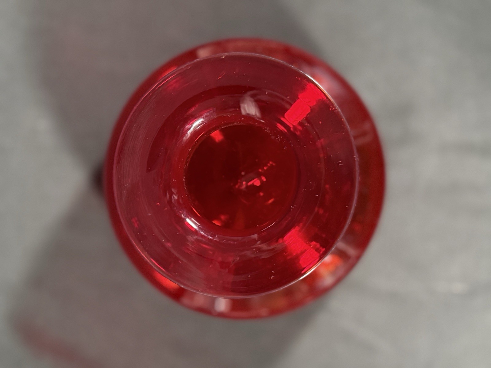 Rainbow-Viking Glass Co. Ruby Red Hand Blown Decanter No Stopper Vintage 60s MCM