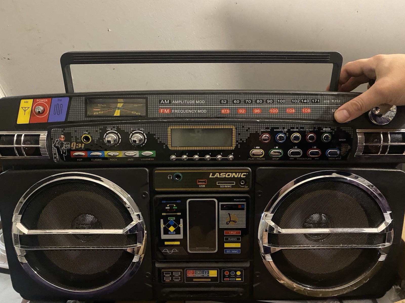 Vintage Lasonic i-931 iPod Vintage Boombox IPOD AUX SD Card USB -Video Demo Read