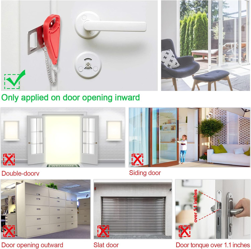 Portable Door Lock-2 Pack Solid Heavy Duty Extra Lock for Additional Privacy and