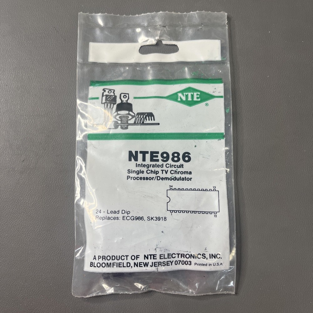 1 Each ~ NTE986 ~ IC ~ Single Chip TV Chroma Processor/Demodulator ~ 24 Pin DIP