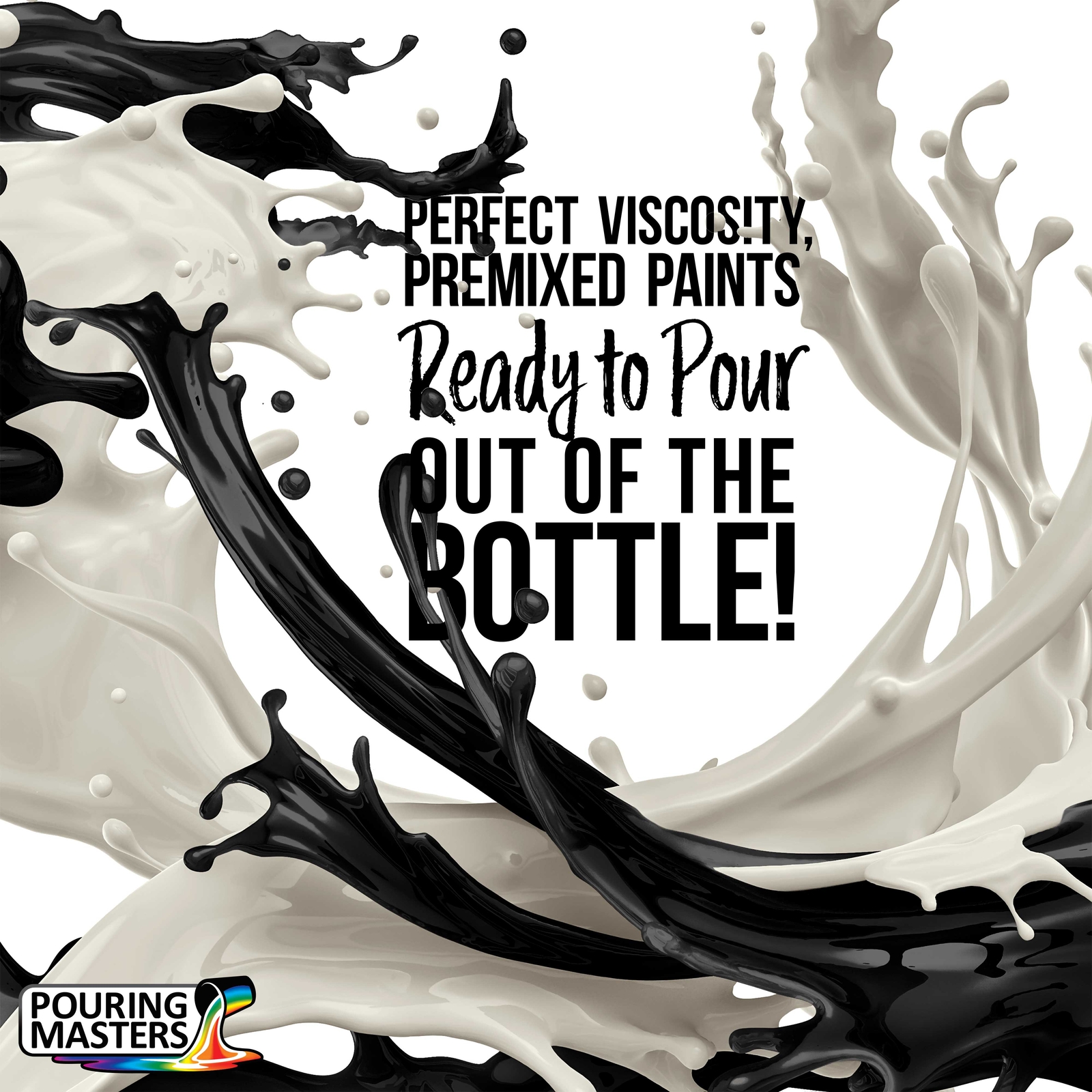 Pouring Masters Jet Black 32oz (Quart) Bottle Water-Based Acrylic Pouring Paint