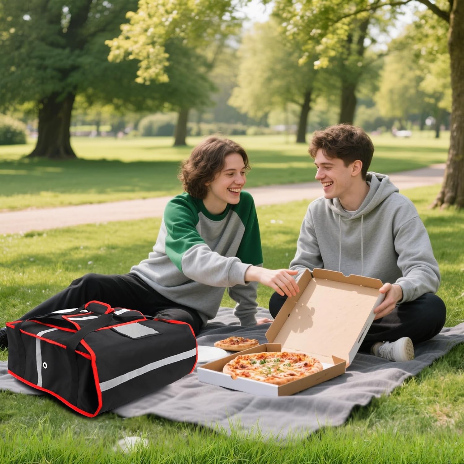 Insulated Pizza Delivery Bag, 20''L x 20''W x 8''H Professional Thermal...