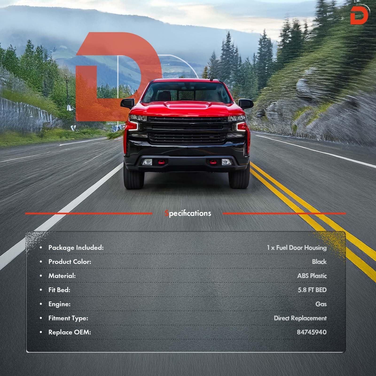 84745940 Fuel Tank Filler Pipe Housing Fit for Chevy Silverado 1500 2019-2025