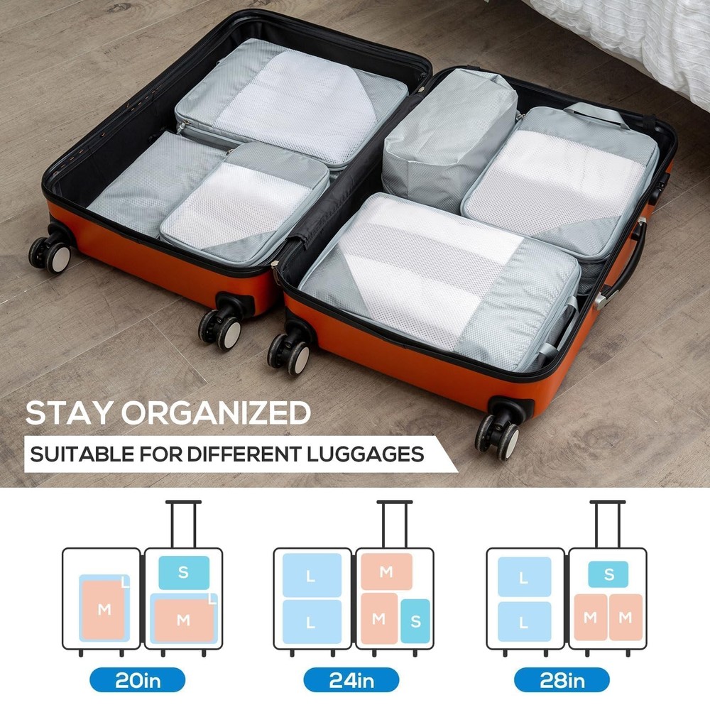 Compression Packing Cubes, 7 Set Packing Cubes for Travel Compression, Lightw...