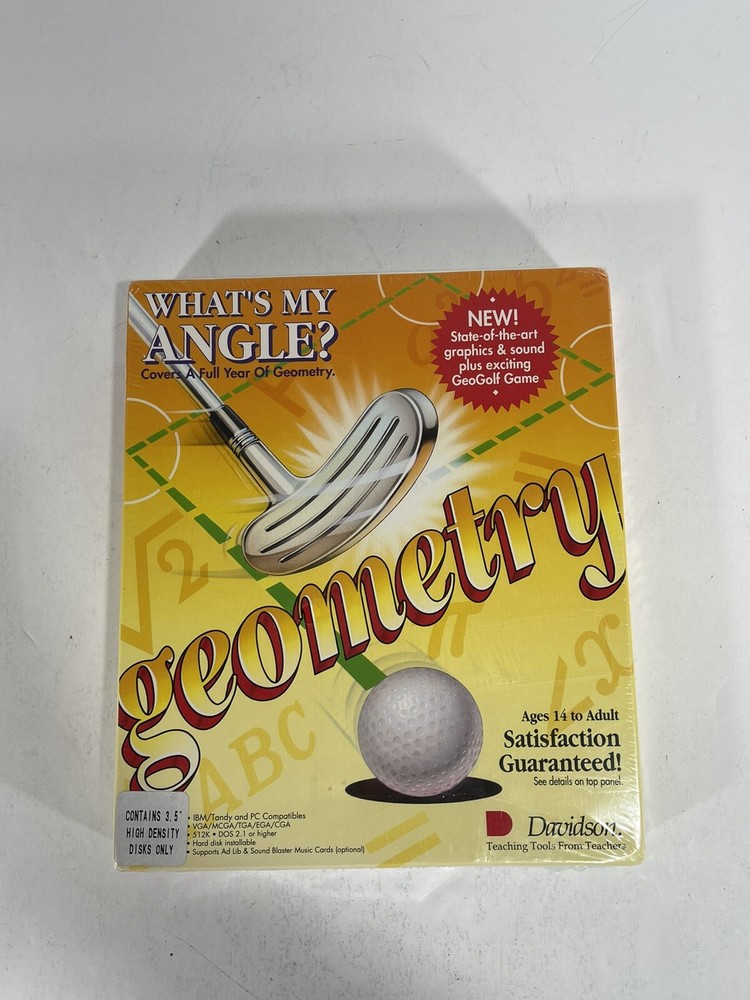 What's My Angle? Geometry Educational Software +GeoGolf Game 1991 PC Big Box NEW