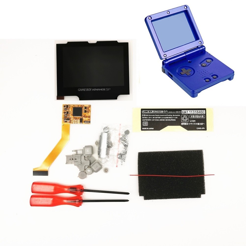 V2 IPS GBA SP Backlight Backlit LCD For Game Boy Advance SP + Pre-cut Shell Case