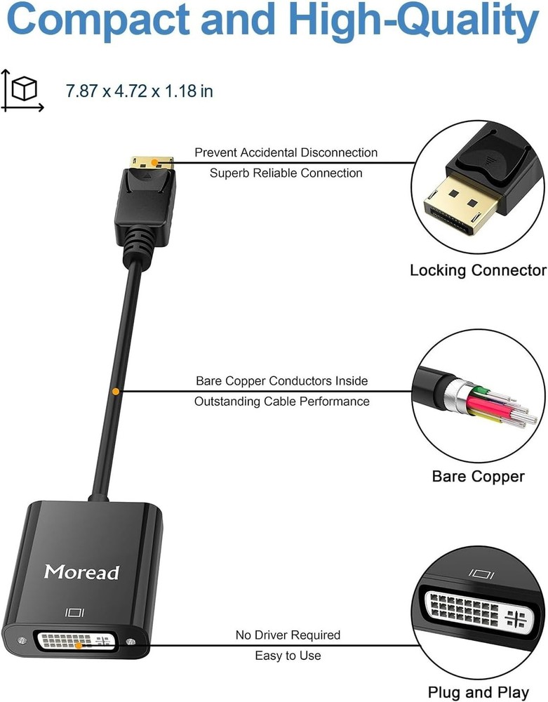 Gold-Plated DisplayPort to DVI Adapter - High Performance & Secure Connection