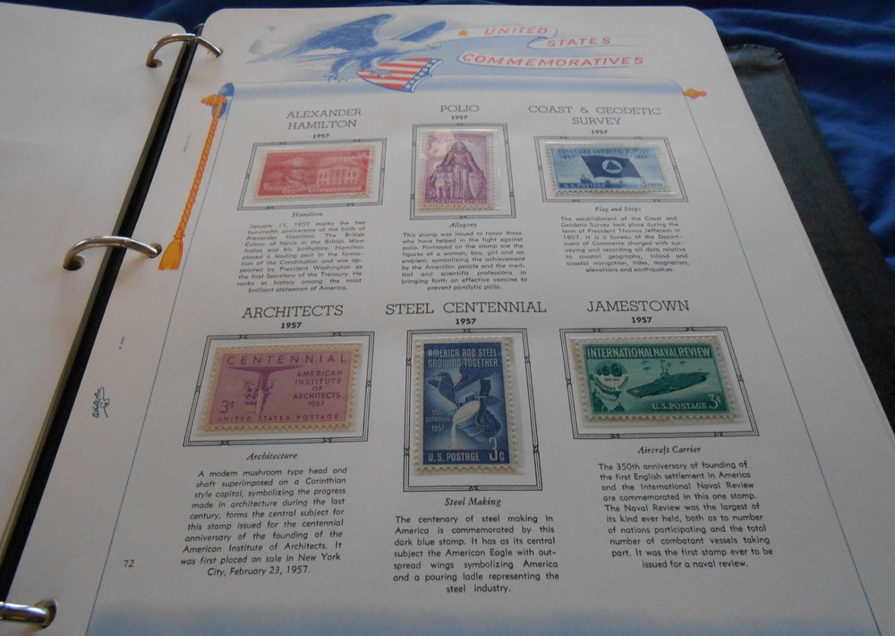 WHITE ACE COMMEMORATIVE STAMPS OF THE UNITED STATES ALBUM WITH DUST COVER & BOX