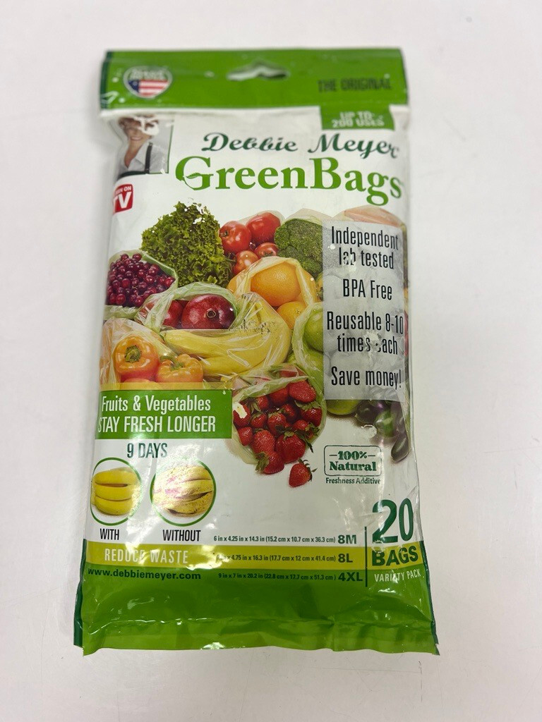 Debbie Meyer Green Bags 20-Pack (8M 8L 4XL) Keeps Fruits Vegetables Flower Fresh