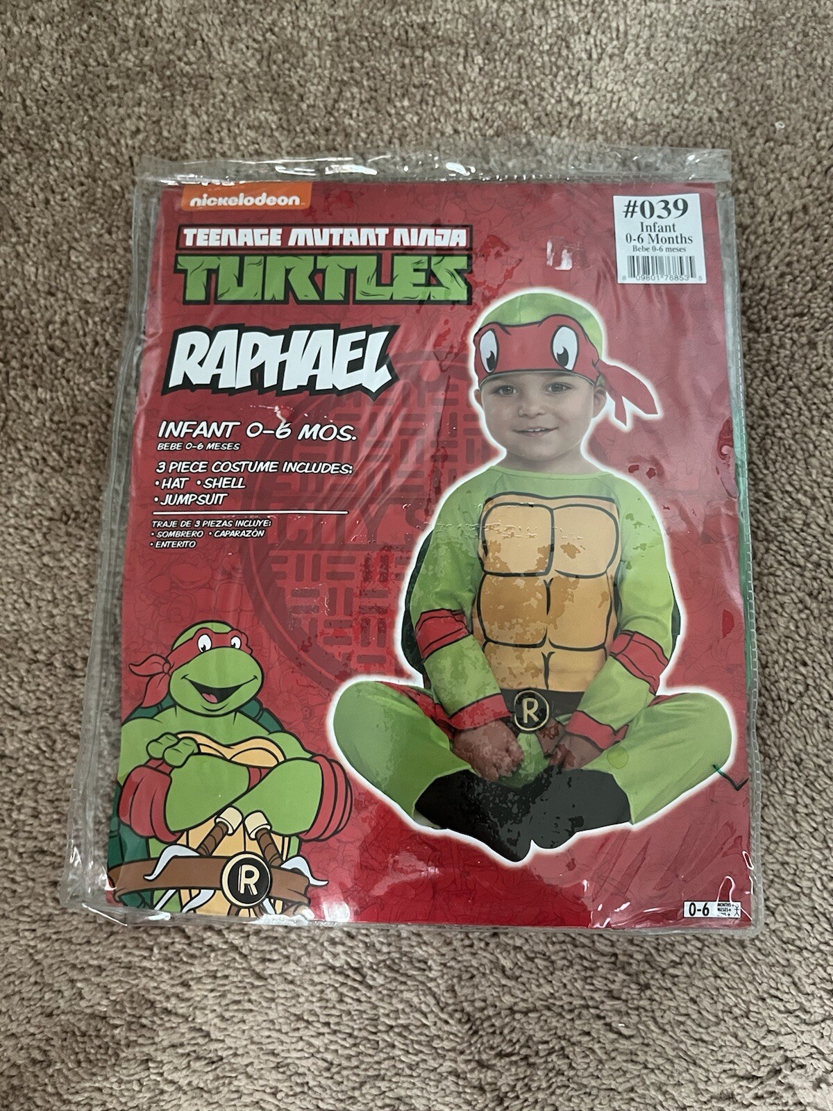 Teenage Mutant Ninja Turtles Raphael Halloween Costume Baby Infant 0-6 Month NEW