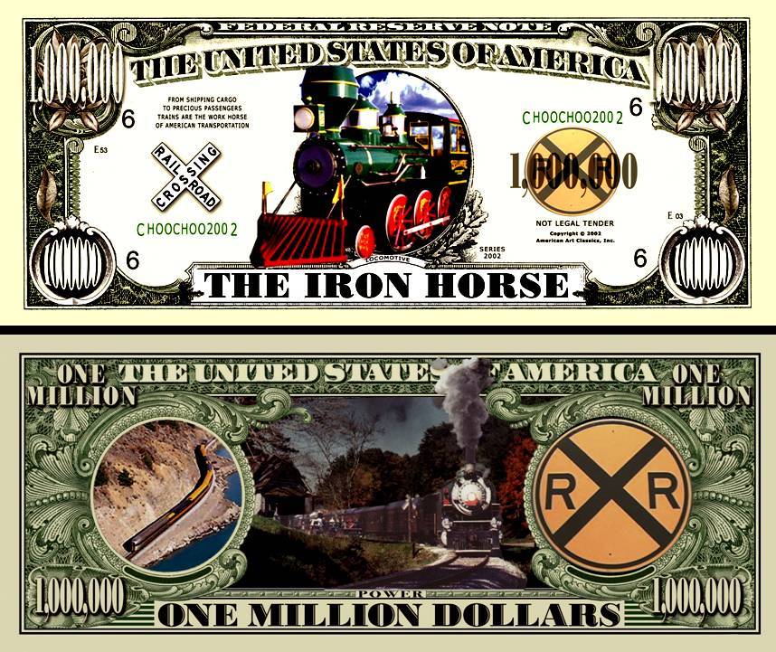 OUR IRON HORSE TRAIN DOLLAR BILL (2 Bills)