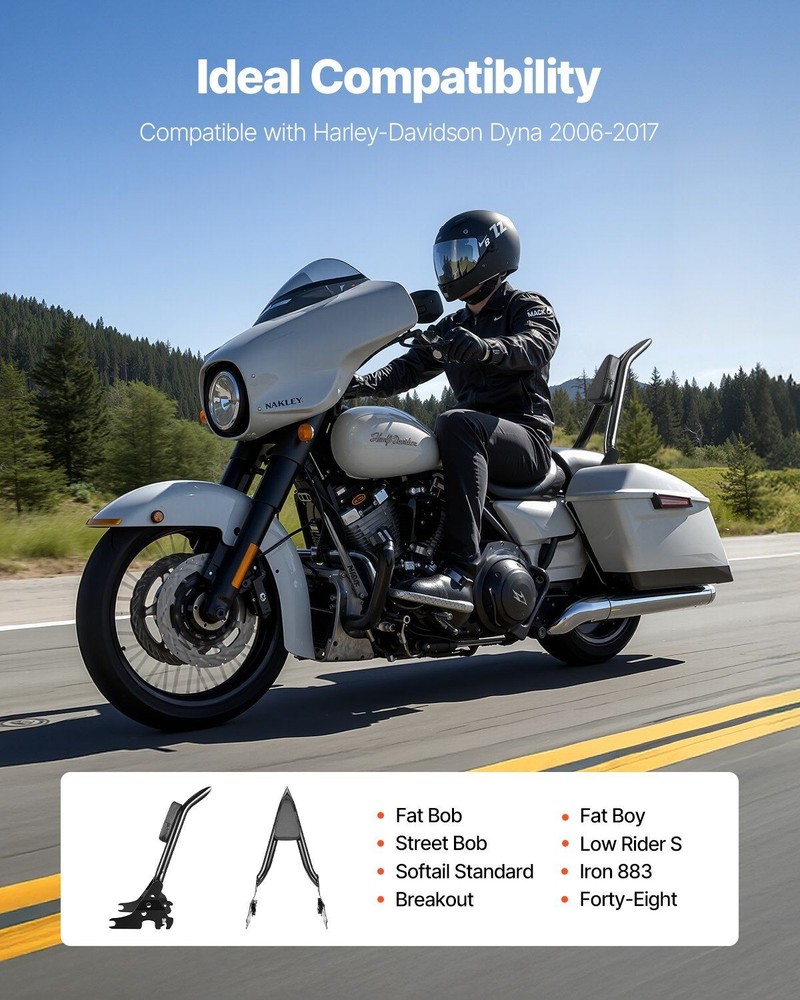 Robust 27in Sissy Bar for Harley-Davidson Dyna 2006-2017 Frame