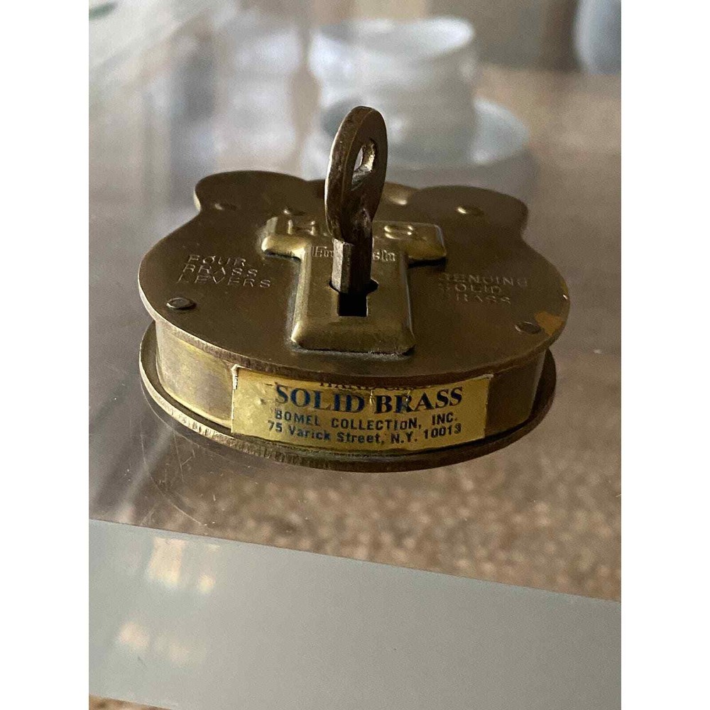 Solid Brass Old English JAS Morgan and Sons Padlock w Key 4 Lever