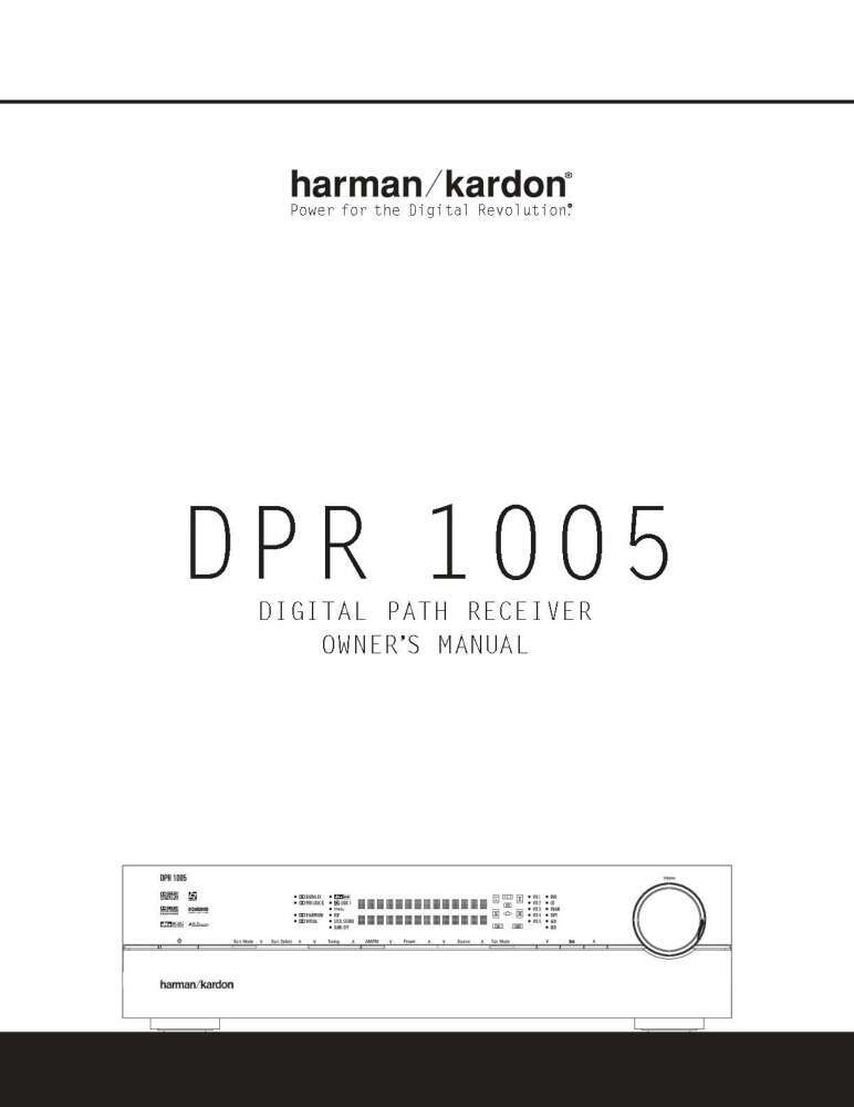 Harman Kardon DPR-1005 Receiver Owners Manual