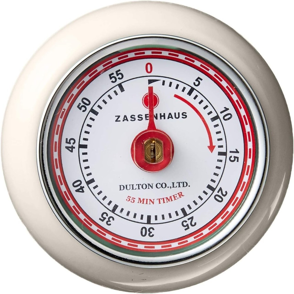 Magnetic Retro Kitchen Timer, Classic Mechanical Cooking Timer Cream