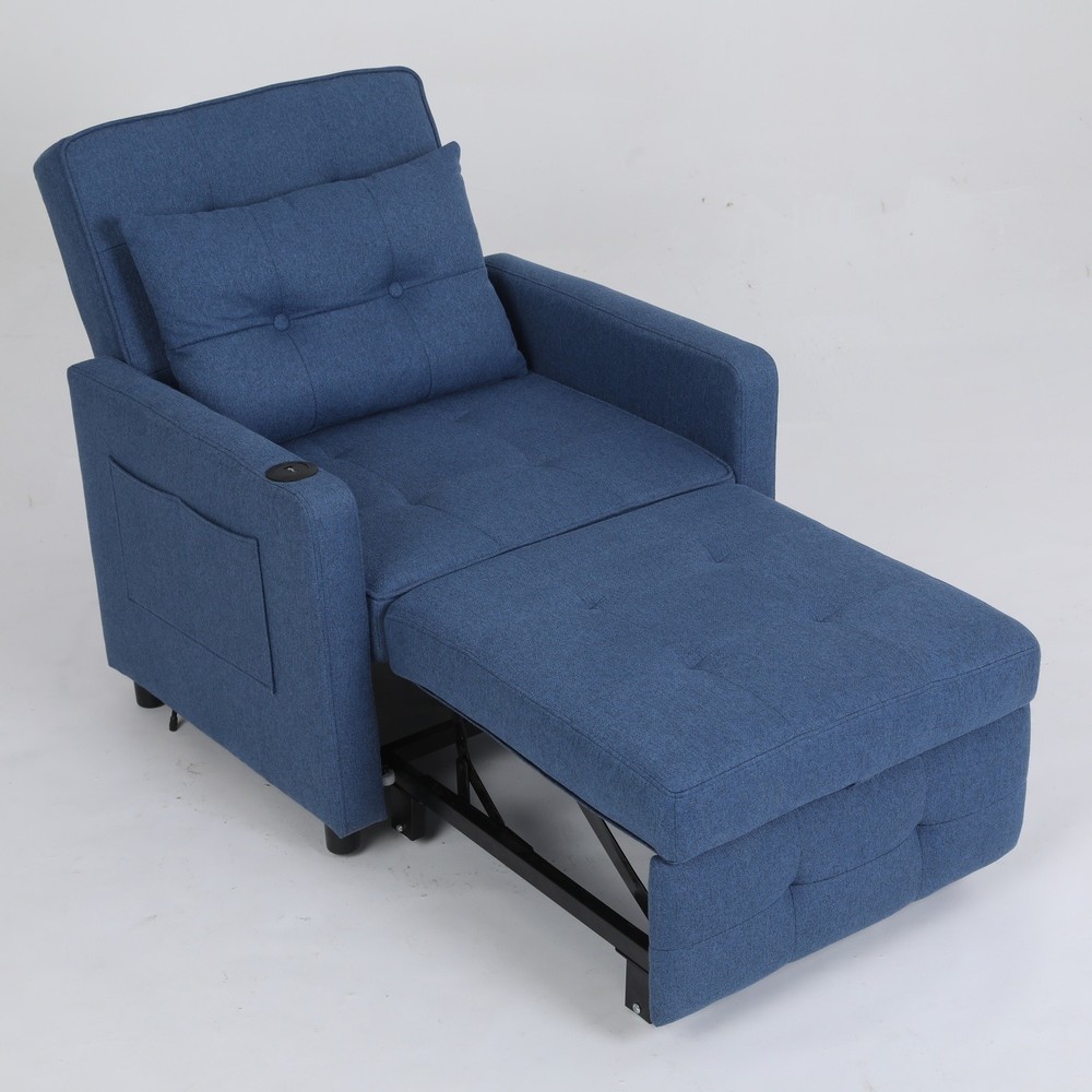 Convertible 3in1 Sleeper Sofa Bed Single Folding Pull Out Bed with USB Ports