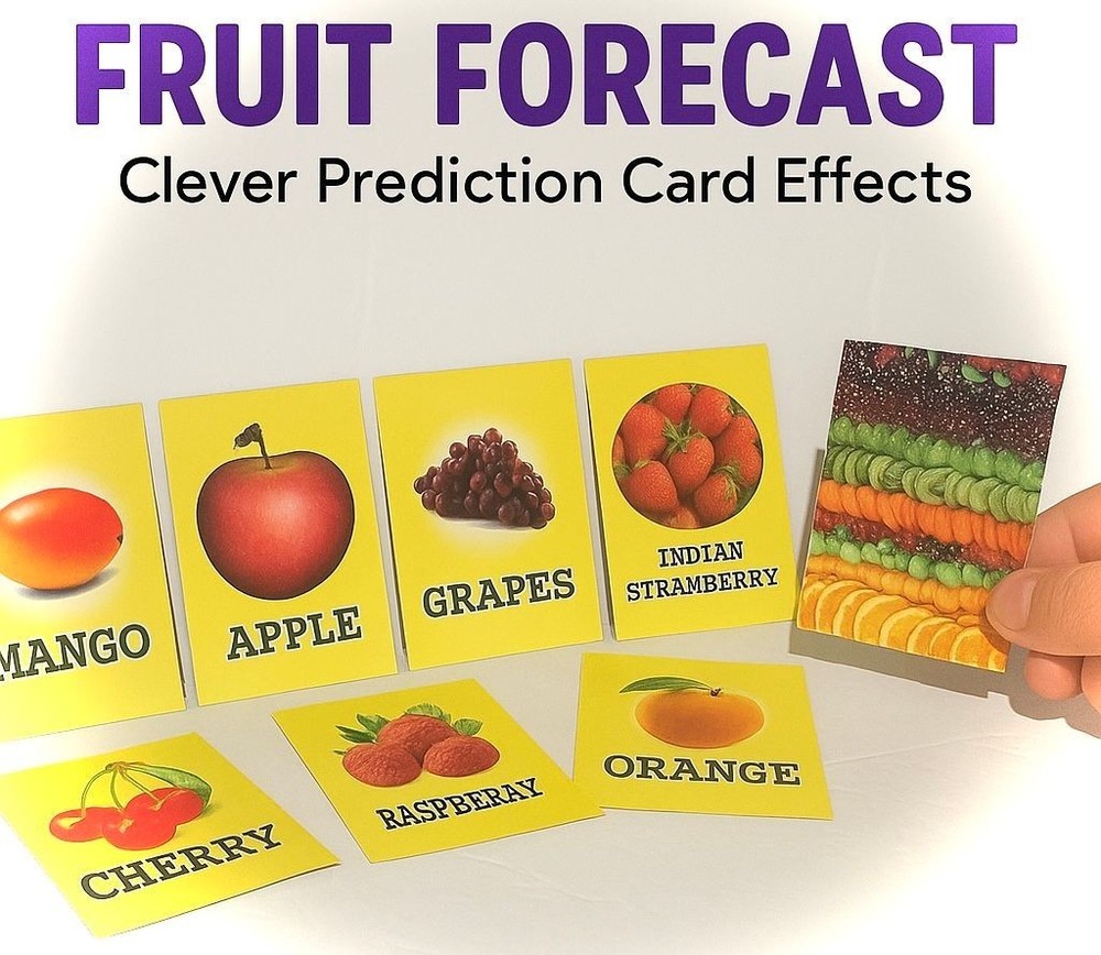 FRUIT FORECAST 8 Picture Cards Magic Trick Packet Prediction Mental ESP Pocket