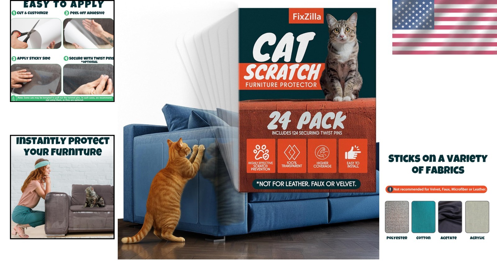 Heavy-Duty Cat Scratching Deterrent for Sofa - 24 Pack