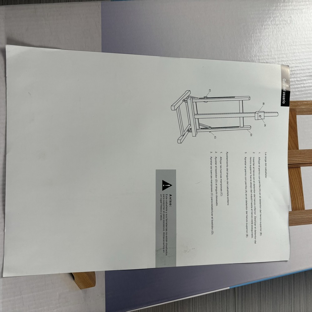Artist's Loft Studio Table Easel Adjustable Solid Wood Holds 24in Canvas Art 32i