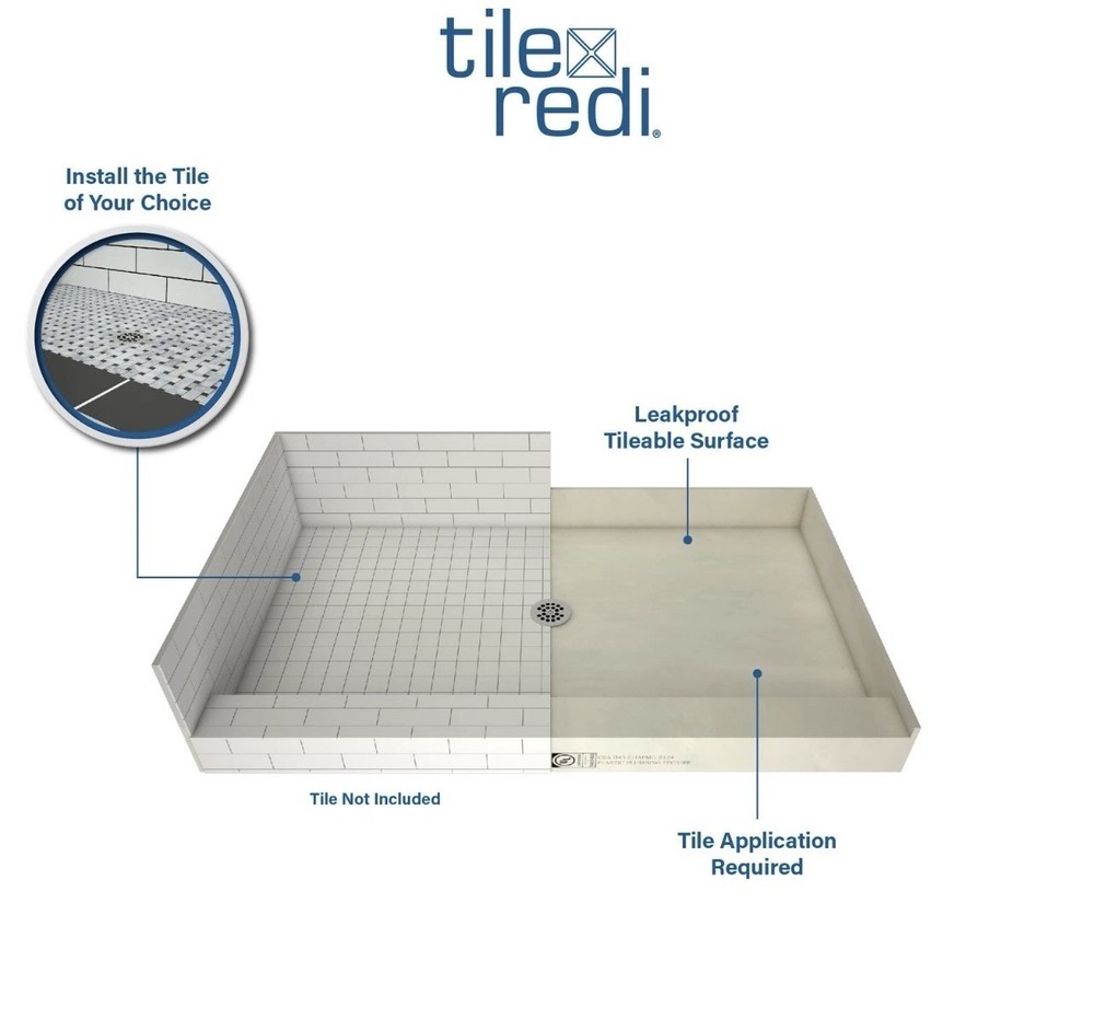 Tile Redi P3648CDL-PVC Redi Base 36" x 48" Rectangular Shower