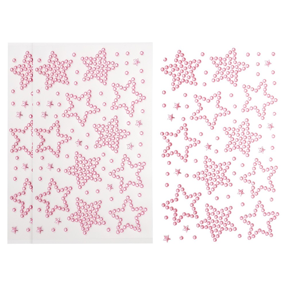 3Sheets Star Gem Sticker, Face Gem Stickers, Pink