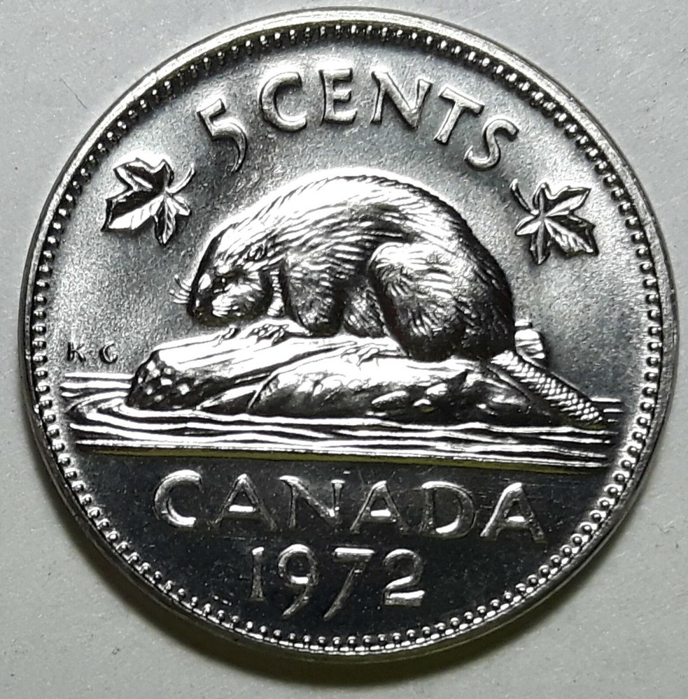 1972 CANADA 5 Cent Nickel Uncirculated Coin From Mint Roll UNC