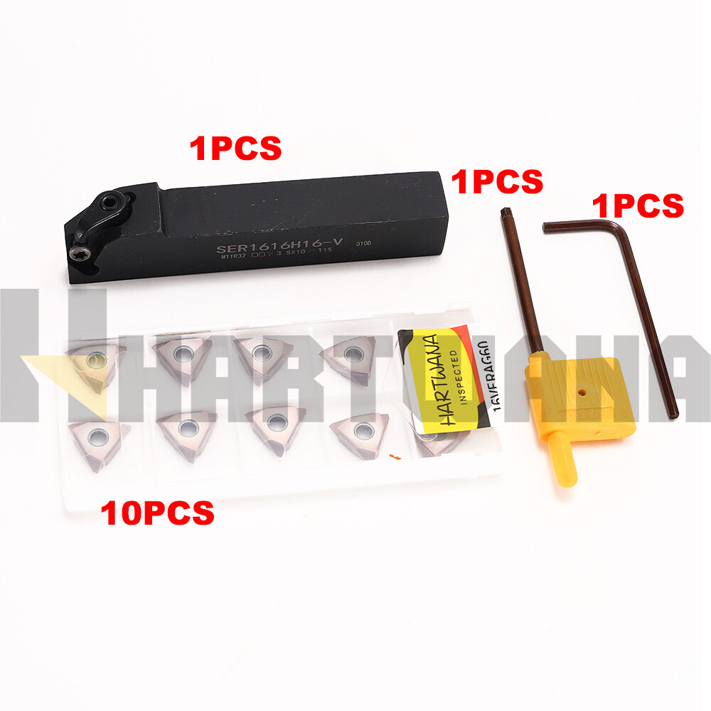 Indexable Threading Turning Tool Holder 16mm 60 Degree Carbide Inserts 16VERAG60