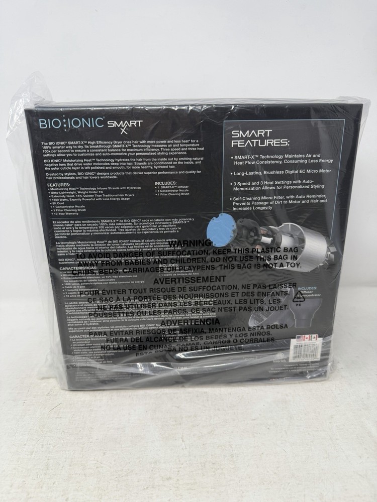 Bio Ionic SMART-X Hair Dryer With Diffuser And Concentrator